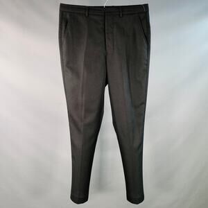 AMI by ALEXANDRE MATTIUSSI  34 Black Woven Wool Tapered Flat Front Dress Pants